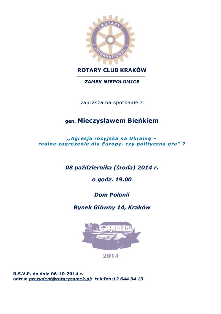 Zaproszenie - spotkanie z gen. Bieńkiem